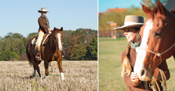 Sarah Nathaus mit ihrem Quarterhorse Wallach Billy